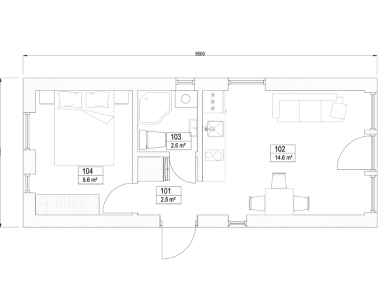 Casa Modular 38 m² con Terraza